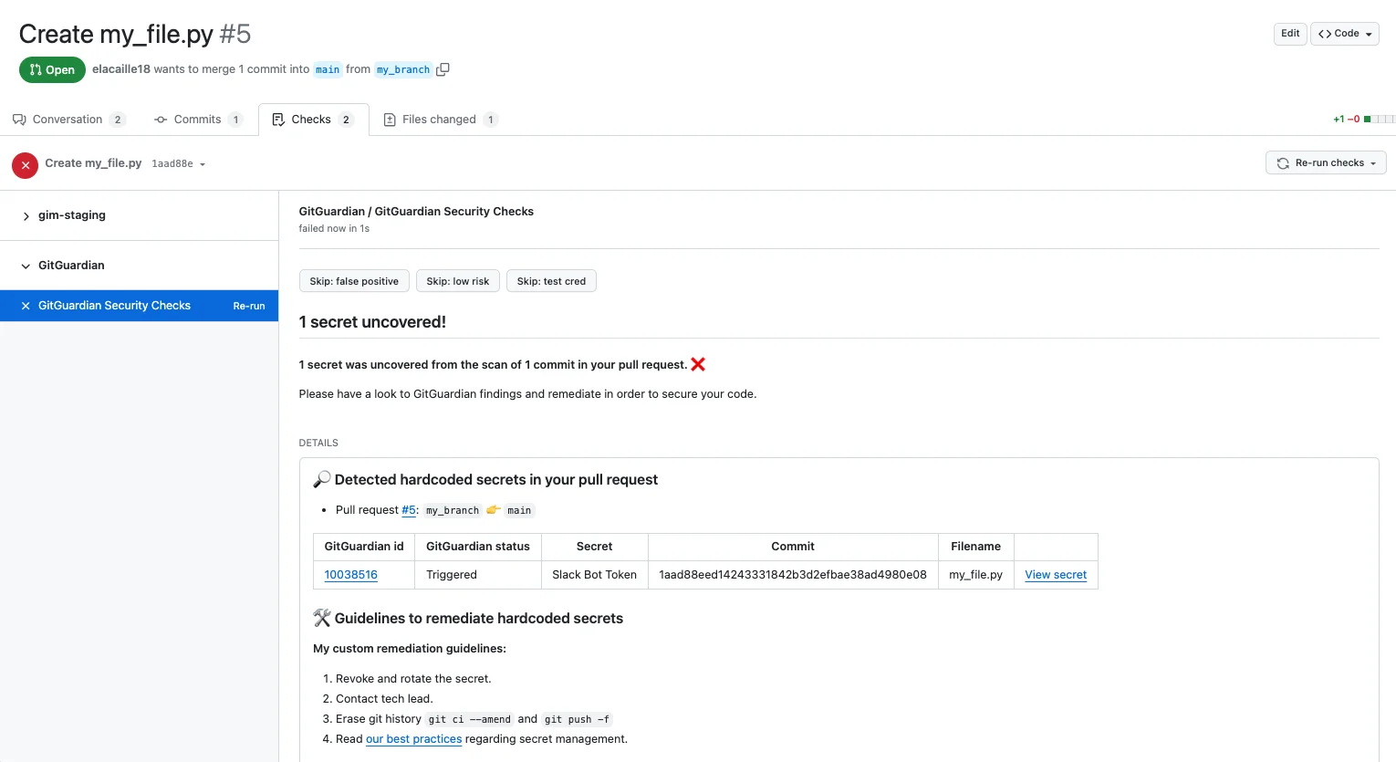 GitGuardian homepage positioning the managed secrets detection platform covering 500+ secret types across GitHub, GitLab, Bitbucket, Slack, Jira, and Confluence