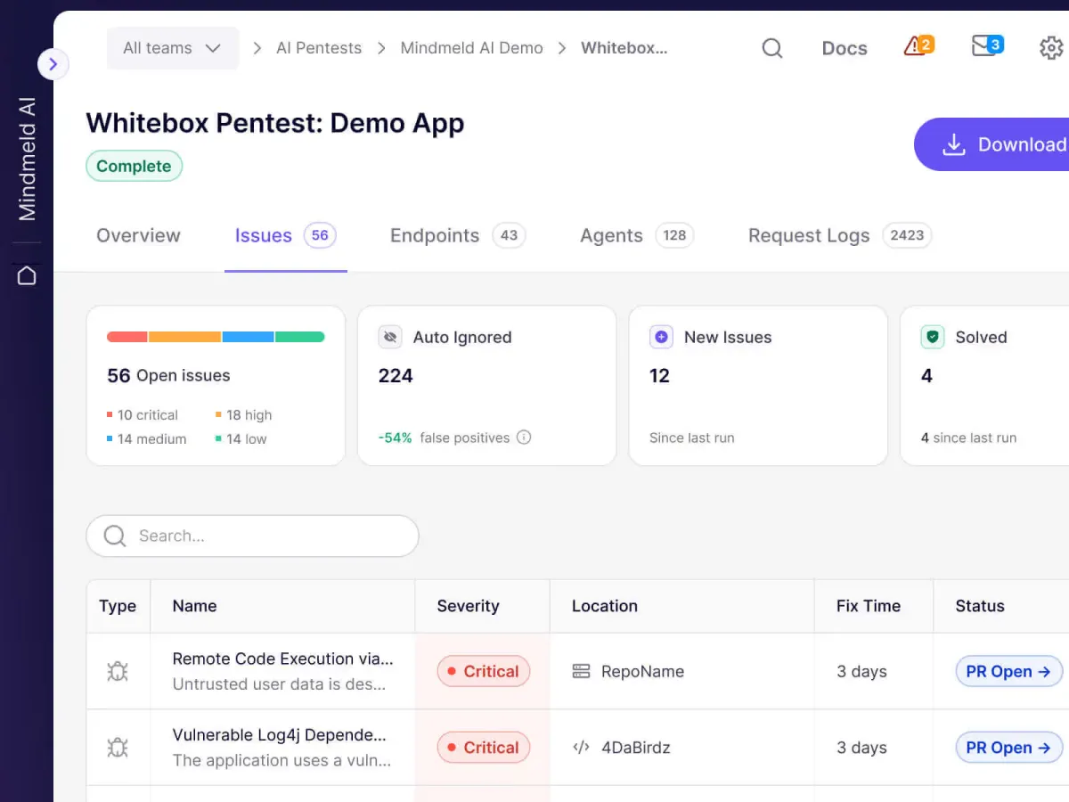 Aikido security dashboard showing prioritized findings deduplicated across multiple scanners
