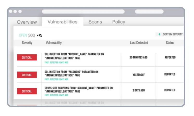 Contrast Scan risk-based scanning engine showing exploitable vulnerability detection