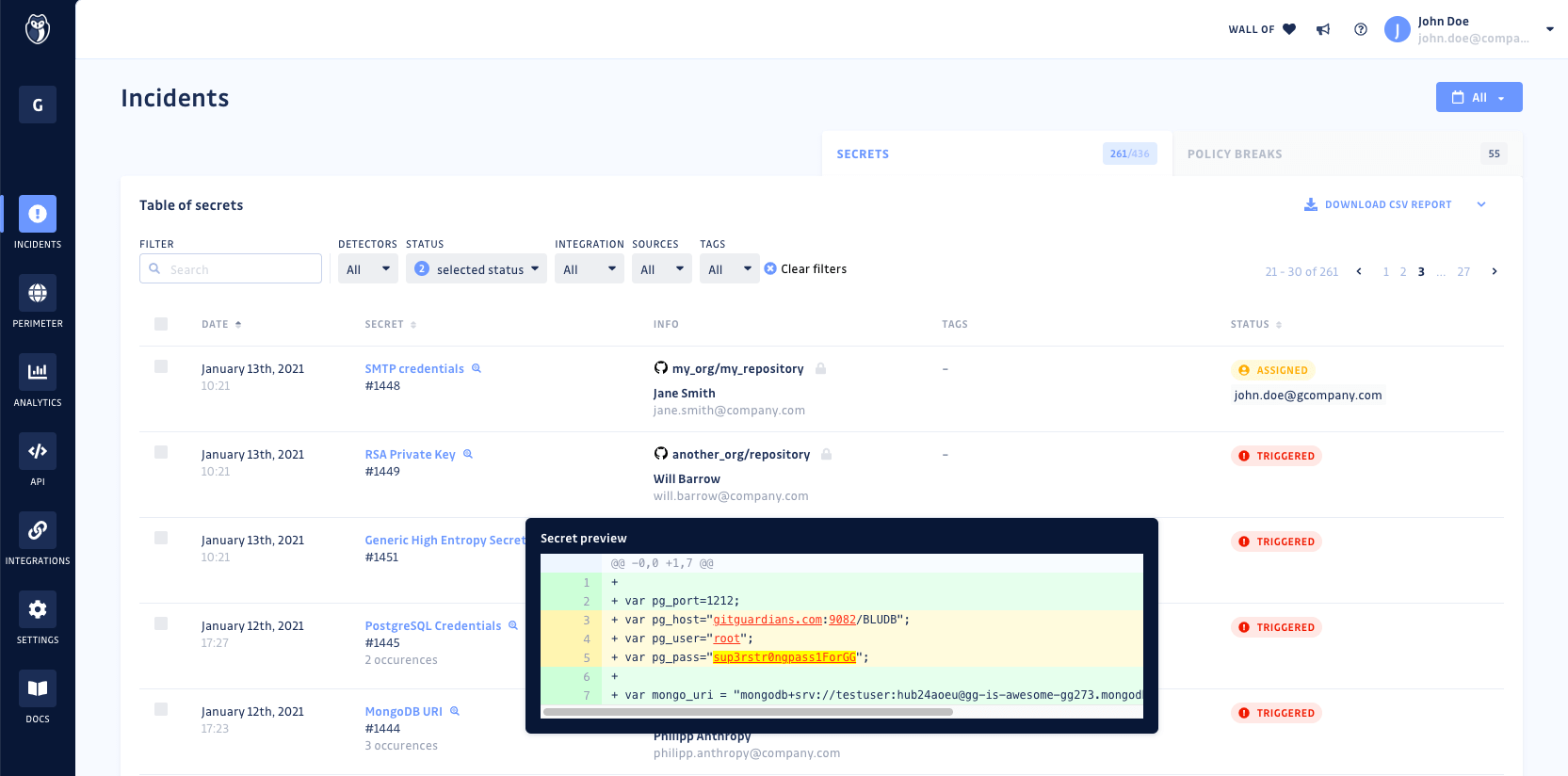 GitGuardian Dashboard