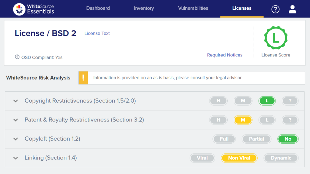 Mend SCA scan results showing dependency vulnerabilities with severity levels and fix recommendations