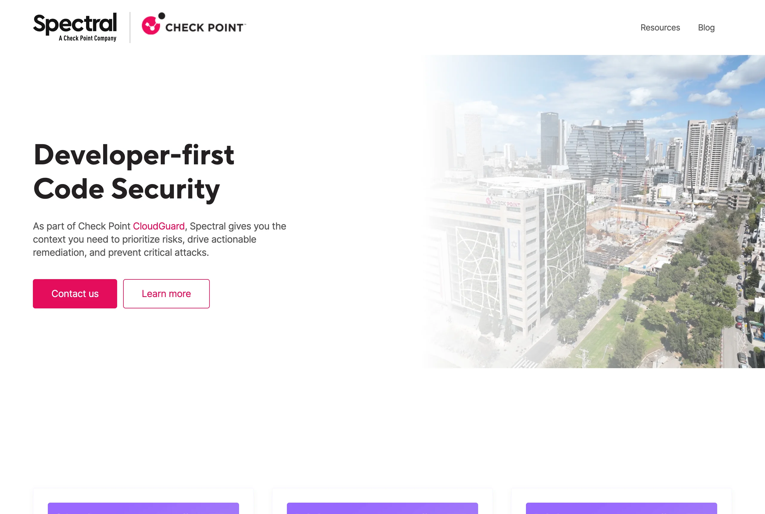 SpectralOps (Check Point) homepage positioning its developer-first code security platform for secrets, IaC, and misconfiguration scanning